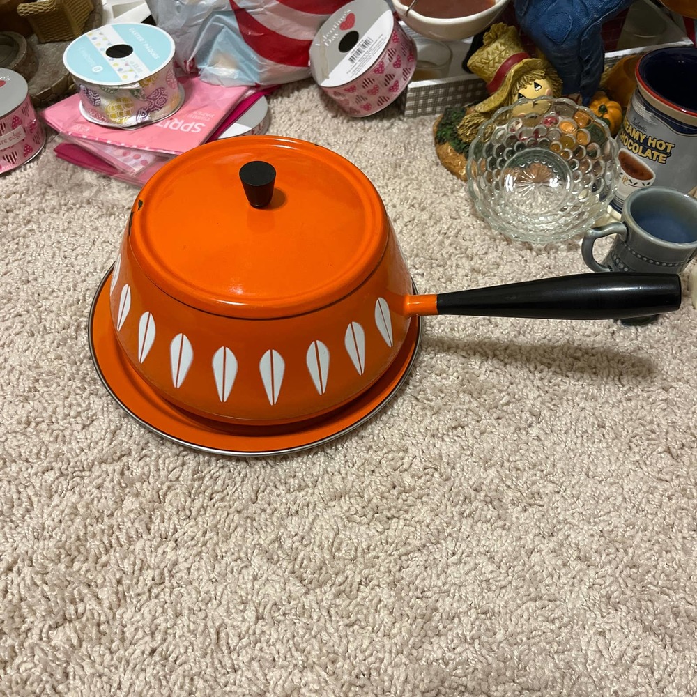 Catherine holm mcm orange lotus fondue pot
